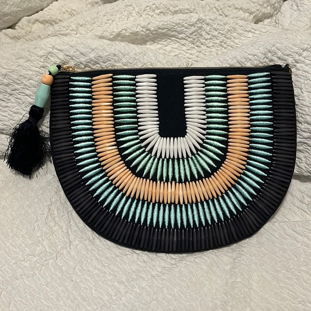 Stella & Dot Navy semi circle clutch